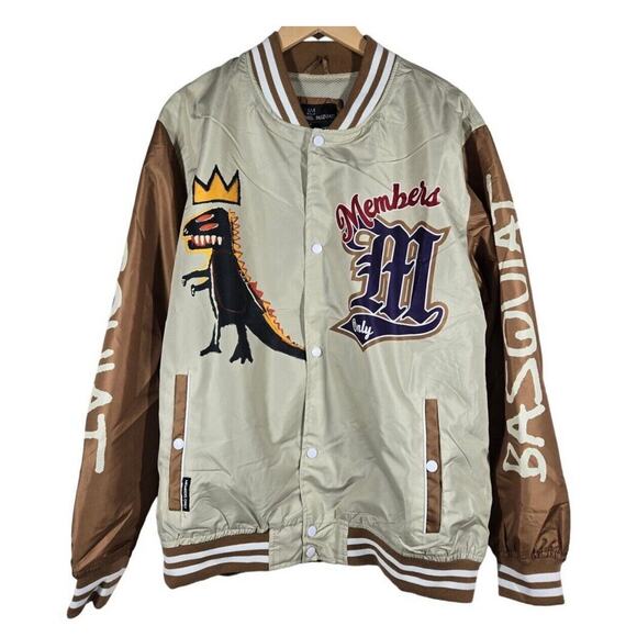 Jean-Michel Basquiat Members Only Varsity Bomber Jacket Mona Lisa Dragon Medium - Picture 8 of 9